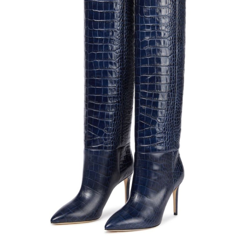 Paris Texas Croco Effect Stileto Knee High Boots